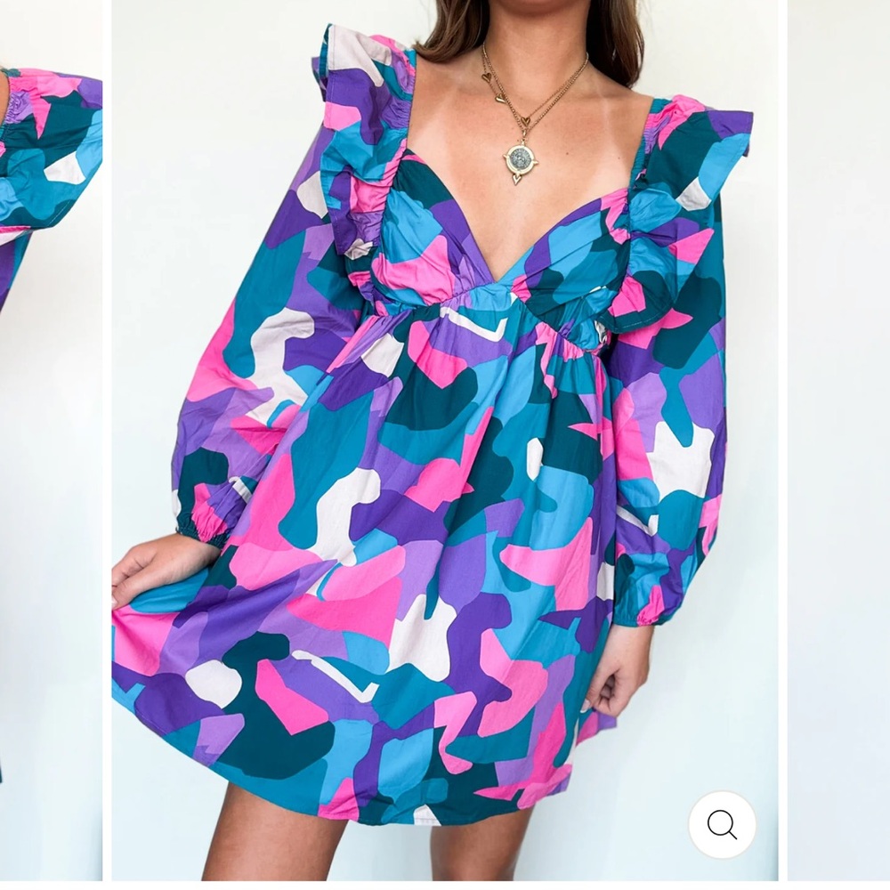 Peach Love California Vibrant Long Sleeve Dress